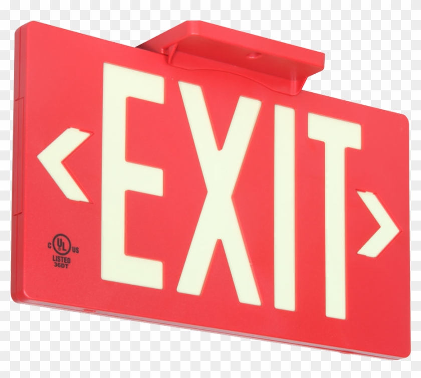 Photoluminescent Fire Safety Exit Signs - Red Photoluminescent Exit Sign #712370