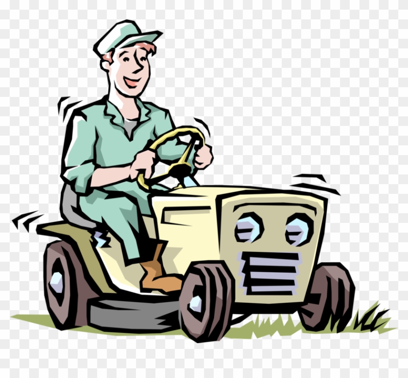 Vector Illustration Of Lawn Care Specialist Mowing - Lawn Mower Clip Art #712818