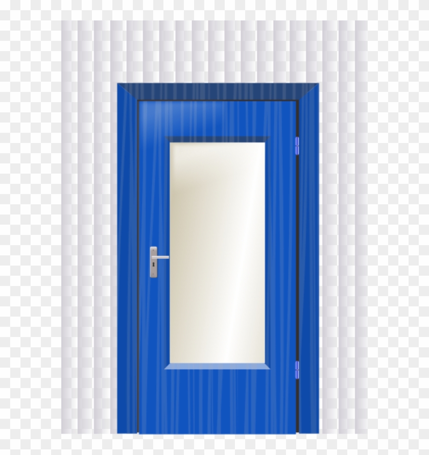 Door With Cristal And Wall Vector Clip Art - Door Clip Art #713019