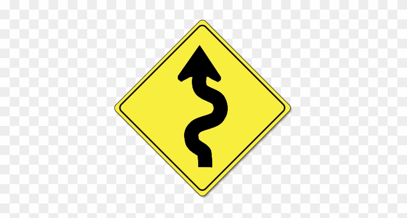 B) Drive Carefully For Winding Road Ahead C) Uneven - Winding Road Ahead Sign #713125