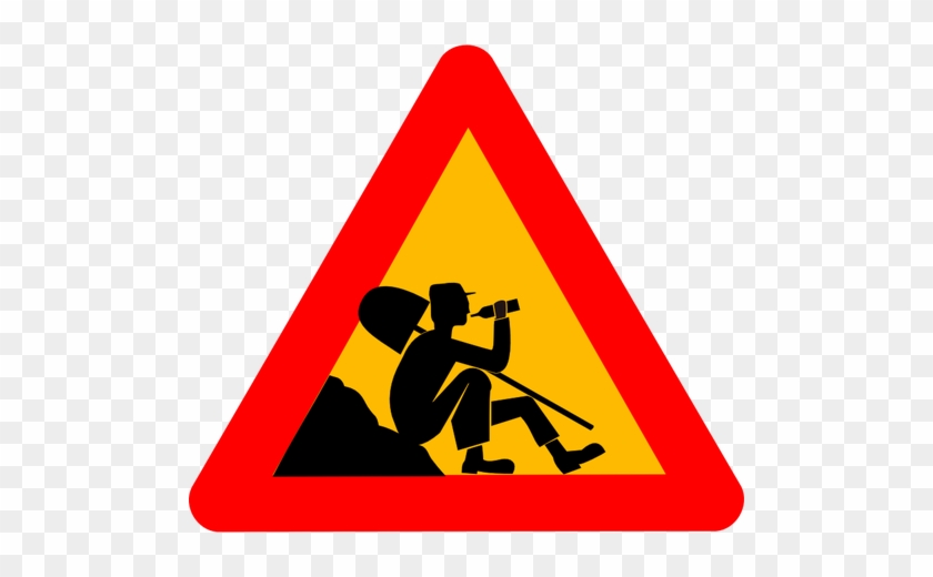 Vector Clip Art Of Man - Man At Work Road Sign #713192
