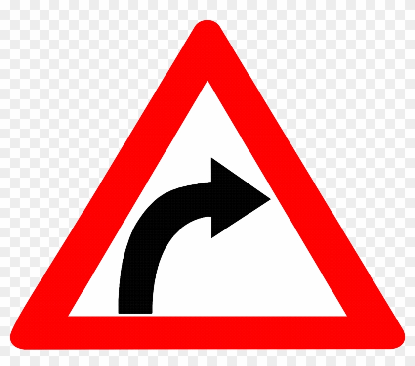 Warning Sign Traffic Sign Driving Road - Right Hand Curve Sign #713642