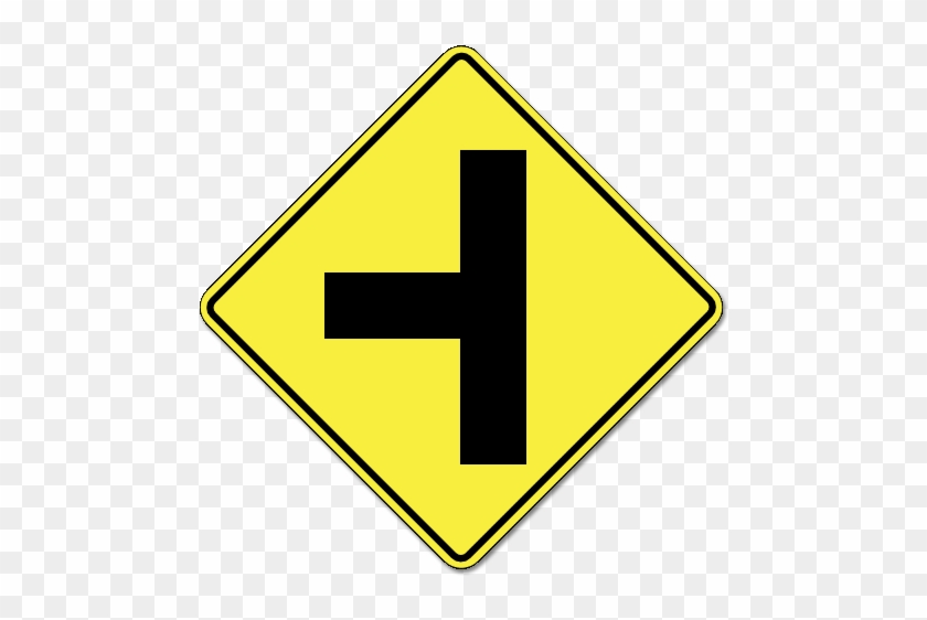 Which Sign Indicates That One Lane Of Traffic Joins - Side Road Ahead Sign #713805