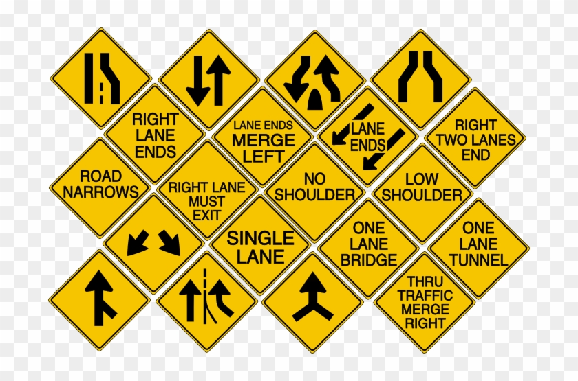 Divided Highway Ends Sign - Yellow Diamond Warning Signs #713817