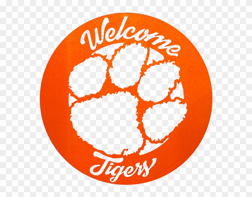 Clemson University Orange Metal Circle Art - Clemson Tigers Football Logo #714074