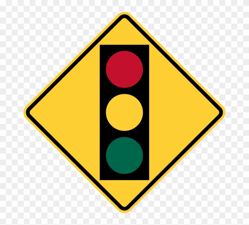 Warns The Driver Of An Upcomming Traffic Light - Traffic Light Road Sign #714437