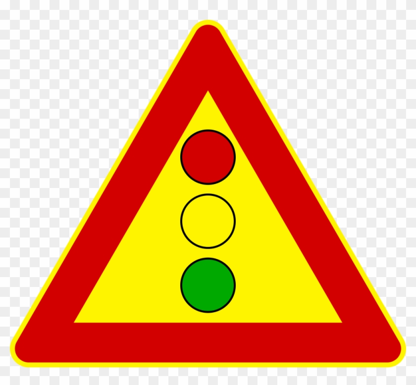 Italian Traffic Signs - Semaforo Con Triangolo Giallo #714441