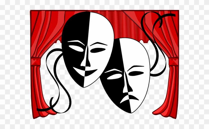 Theatre Masks Clip Art - Theatre Curtains Clip Art #714455