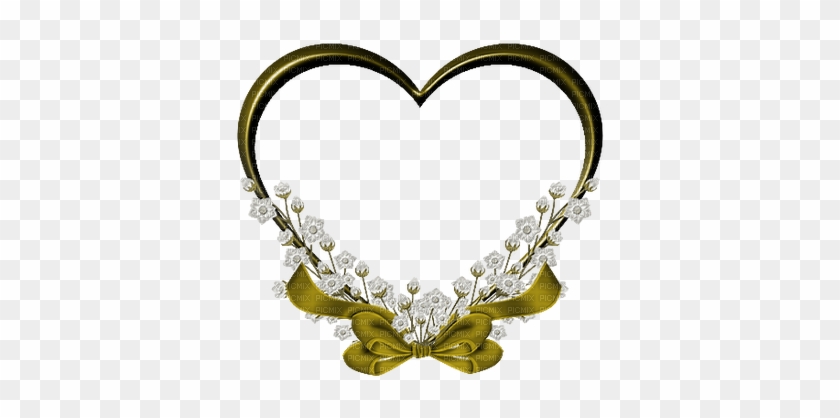 Heart Gold Flower - Love Heart Frame Png #715705