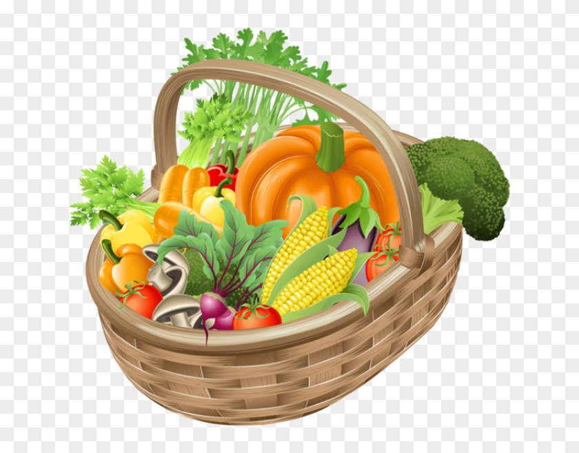 Vegetables Clipart Day - Basket Of Fruits And Vegetables Clipart #717185