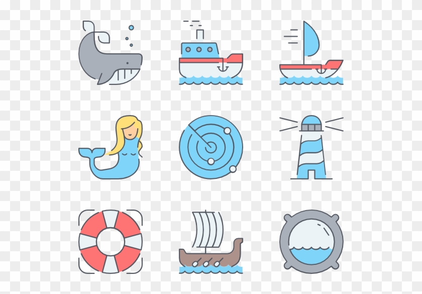 Nautical And Marine Icons Stock Vector - Nautical And Marine Icons Stock Vector #717311