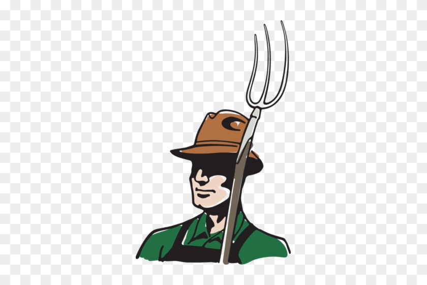 Farmer With Hat And Pitchfork - Cartoon #717419