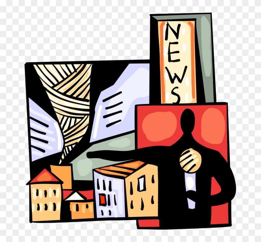Vector Illustration Of Breaking News Reporter With - Vector Illustration Of Breaking News Reporter With #717636