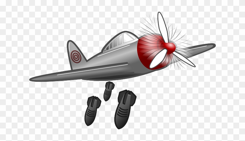 Bomber Planes Clipart - Plane Dropping Bomb Cartoon #717648