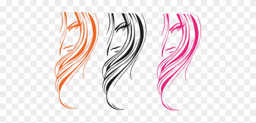695 Stylized Woman's Hair - Beauty Salon Decor Woman Face Sticker Vinyl Wall Art, #717808