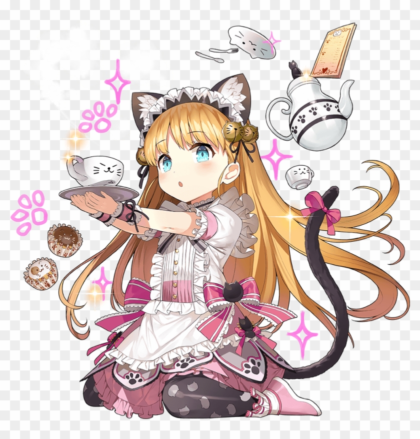 "beverage" "blonde Hair" "blue Eyes" "blush" - Catgirl #717888