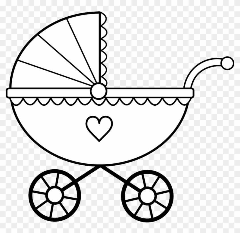 Baby Bottle Clip Art Black And White Crib Clipart Black - Baby Stroller Coloring Page #718066