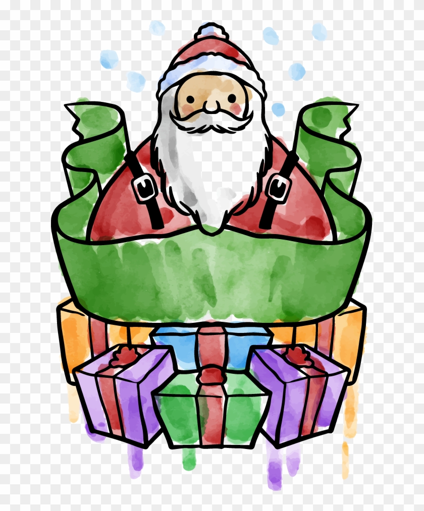 Santa Claus Watercolor Painting Christmas Clip Art - Santa Claus Watercolor Painting Christmas Clip Art #718694