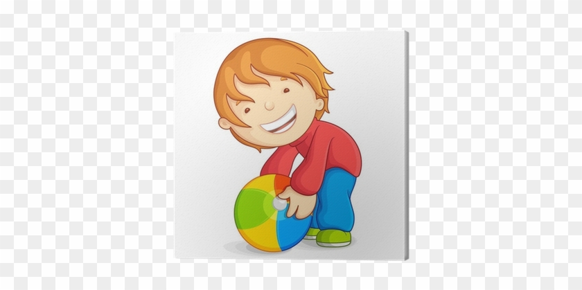 Vector Illustration Of Kid Playing With Beach Ball - Kid Playing With A Ball #719770