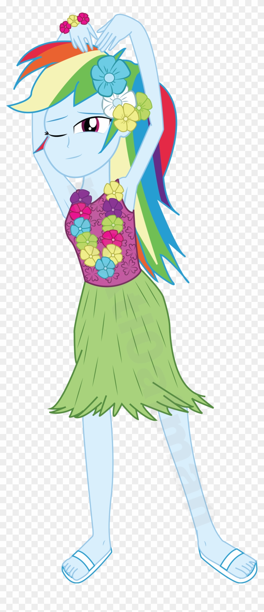 Luau Rainbow Dash By M3atl0afman Luau Rainbow Dash - Eqg Rainbow Dash Bikini #720214