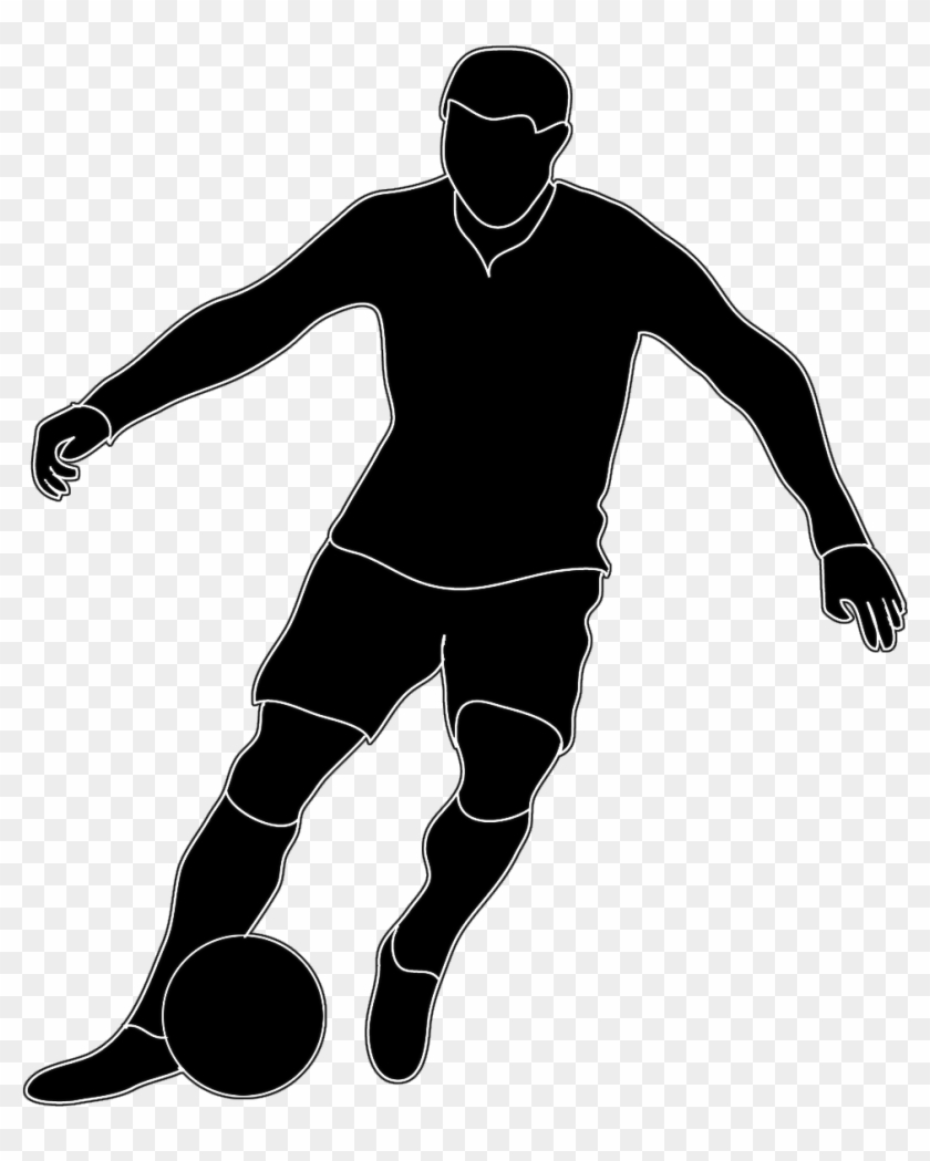 Soccer Clipart Silhouette - Soccer Player Clipart Black And White #720332