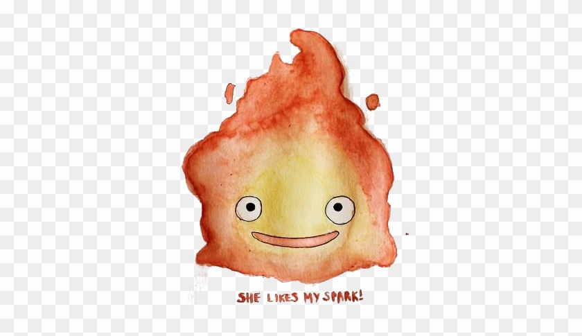 Howl's Moving Castle, Watercolor, And Calcifer Image - Studio Ghibli Howls Moving Castle Calcifer #720384