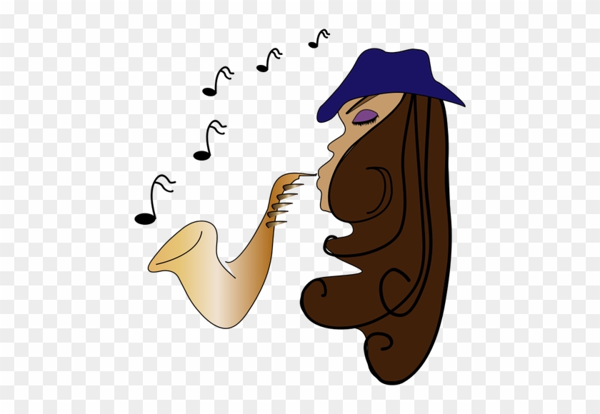 Músico De Jazz Feminino - Saxofon Caricatura #720606