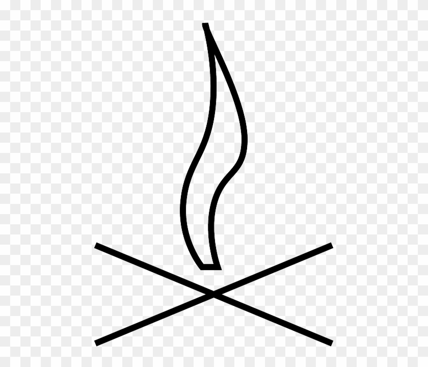 Bonfire, Campfire, Fire, Flame, Line Drawing, Symbol - Bonfire #720838