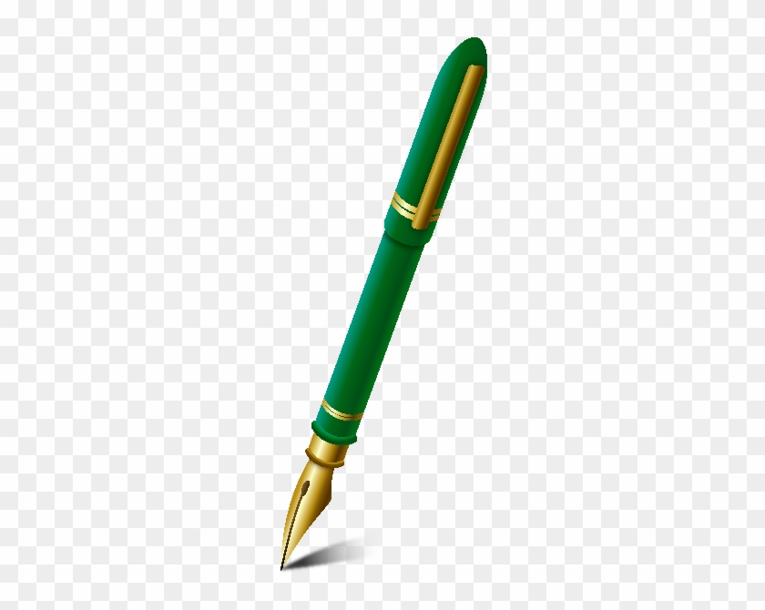 Fountain Pen Dark Green - Green Pen Icon Png #720977