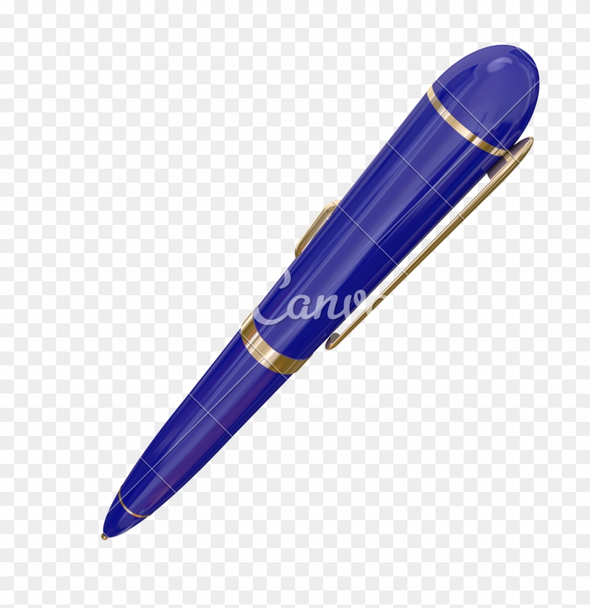 Blue Metal Pen Writing - Pen #722413