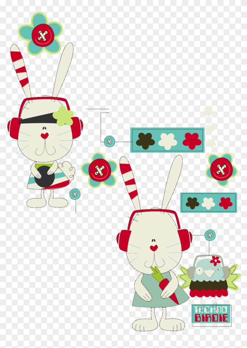 Vector Painted Rabbit Wearing Headphones - Vector Painted Rabbit Wearing Headphones #722533