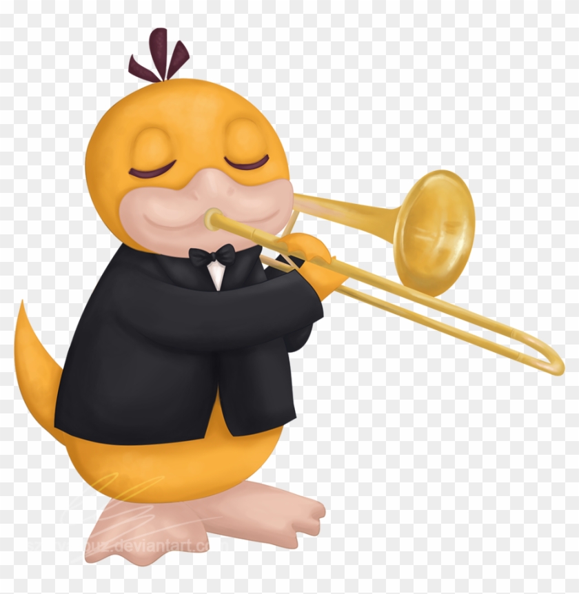 Psyduck Playing Trombone For Charity-guild By Uszatyarbuz - Painting #722754