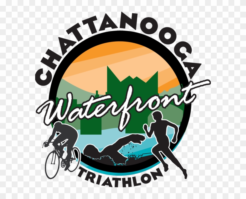 Chattanooga Waterfront Triathlon Logo - Custom Cyclist Silhouette Sticker #723755