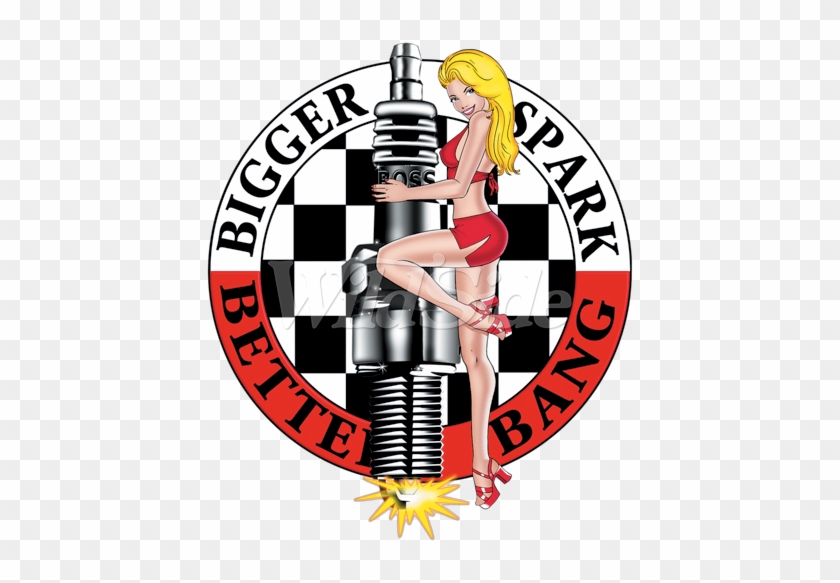 Spark Plug - Bigger Spark Better Bang Funny Old School Pin Up Girl #724183