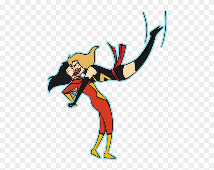 Carol Danvers Flying Down Into A Tackle-hug With Jessica - Cartoon #725036