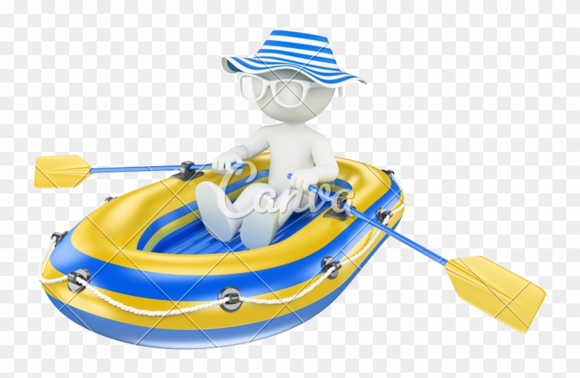 3d Child Paddling On An Boat - Inflatable Boat #725248