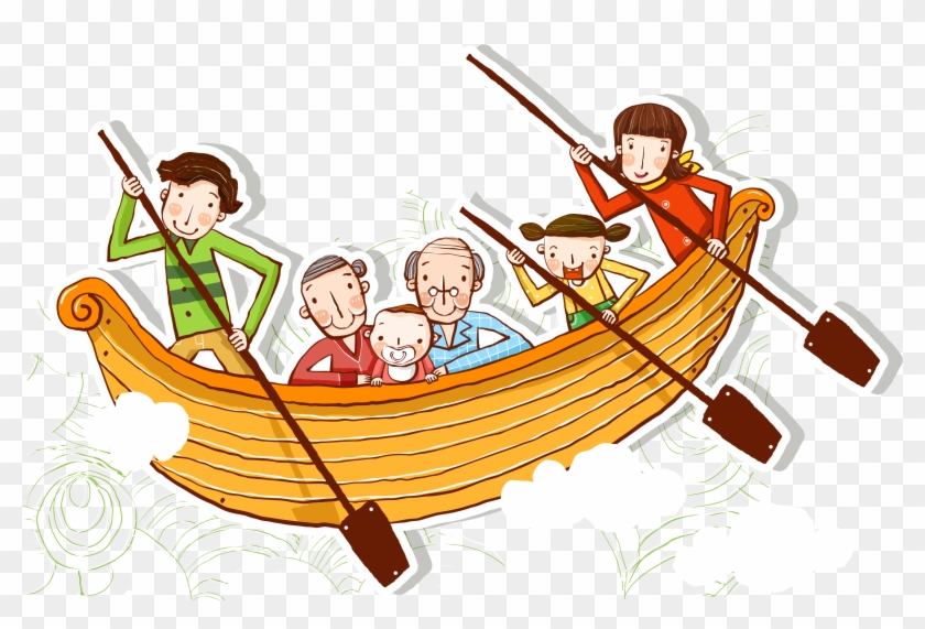 Cartoon Rowing Illustration - Cartoon #725268