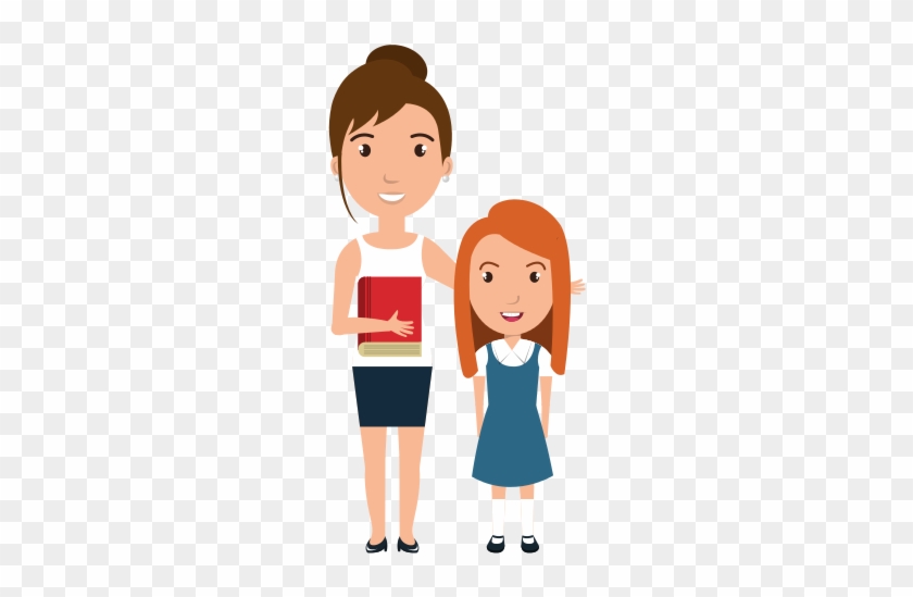 Girl Student With Teacher - Girl Student Character Cartoon - Free  Transparent PNG Clipart Images Download