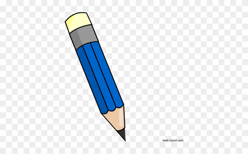 Blue Pencil With Yellow Eraser Free Clip Art - Blue Pencil #130120