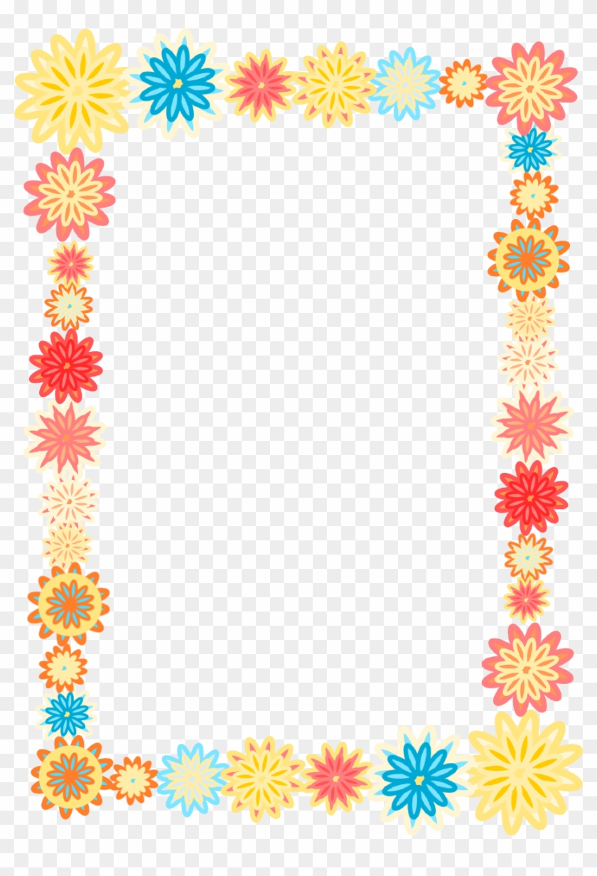 Free Digital Scrapbooking Flower Frames Colorful Flower - Colorful Flower Border Png #130664