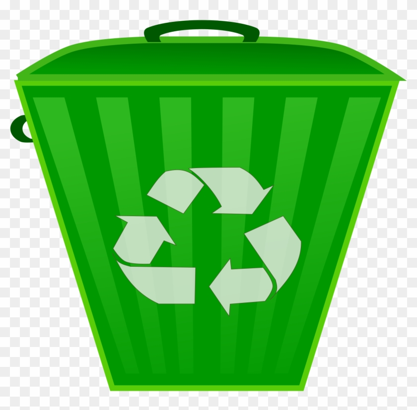 Green Clipart Recycle Bin - Garbage Can Clip Art #131550