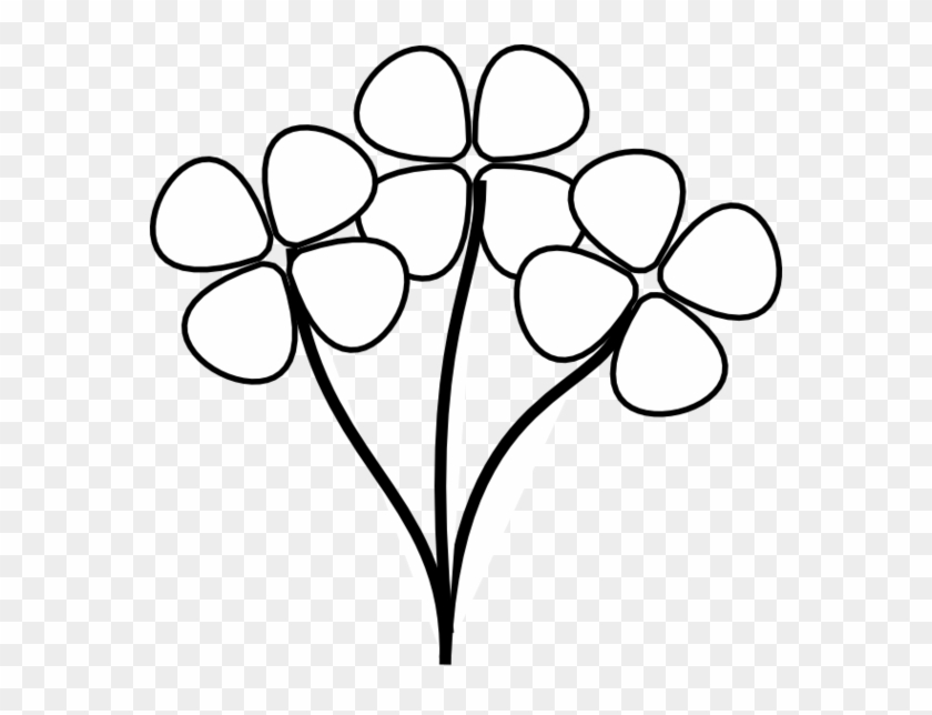 Flower Stem Clip Art Black And White Clipart - Flowers Clipart Black And White #131656