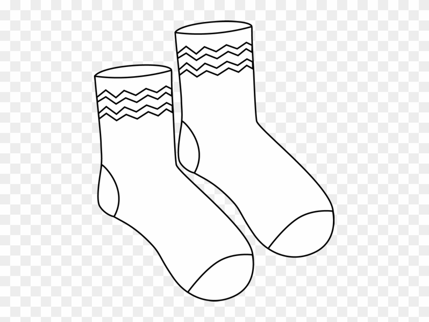 Black And White Pair Of Funky Socks Clip Art - Pair Of Socks Drawing #132898