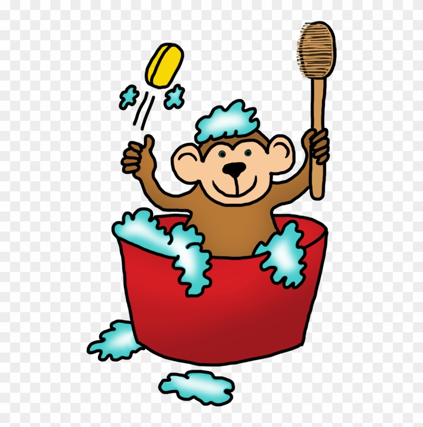 Monkey Drawings, Monkey Taking A Bath - Monkey Taking Bath Clipart #133448