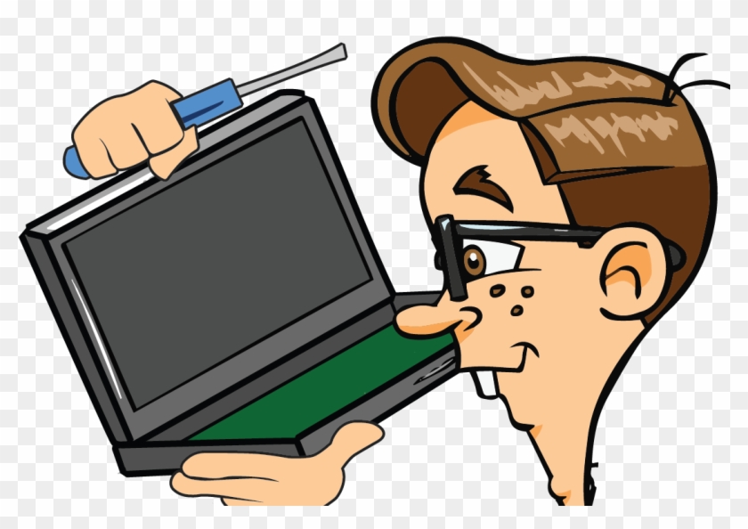 Laptop Clipart Pc Repair - Cartoon Computer Repair #134778