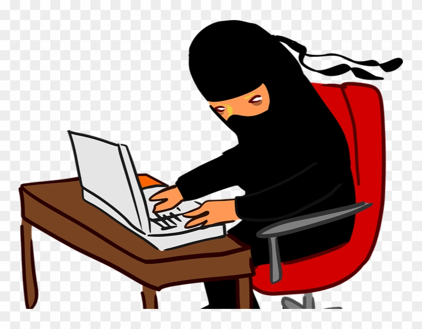 Ninja Typing - People Laptop Computer Clip Art #134923