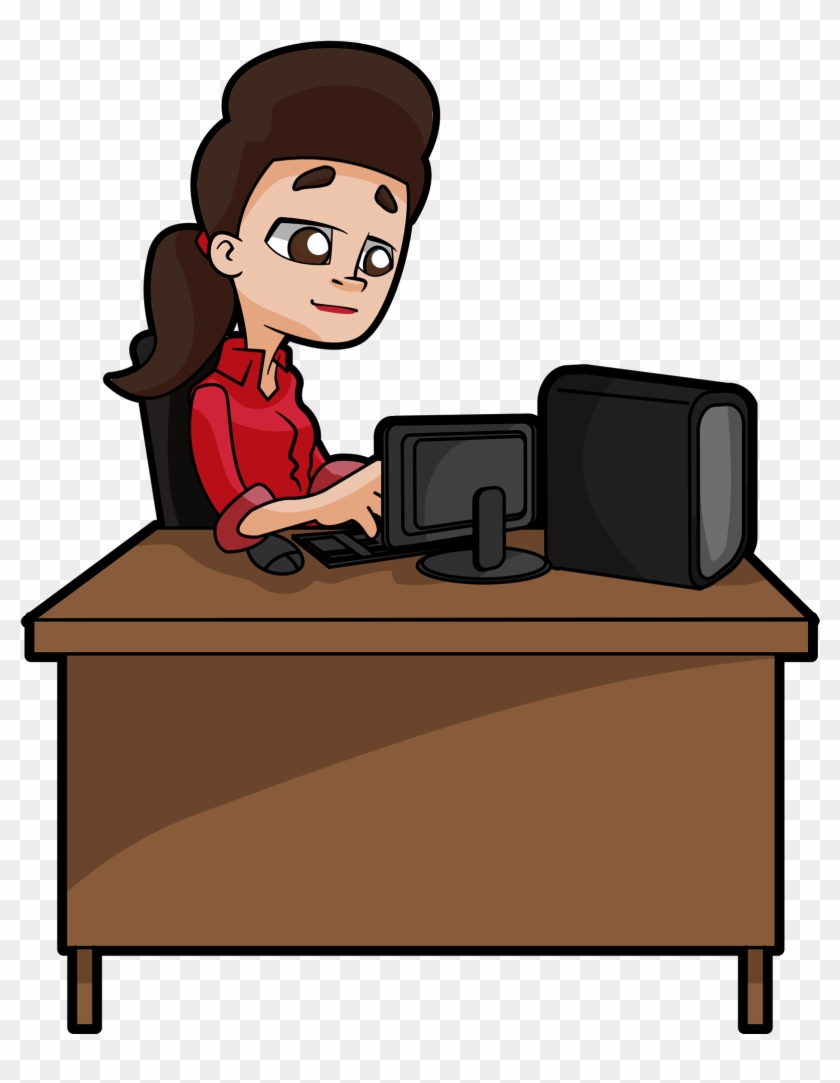 A Woman Sits Deeply Focused At Her Desk, Typing At - Computer #134959