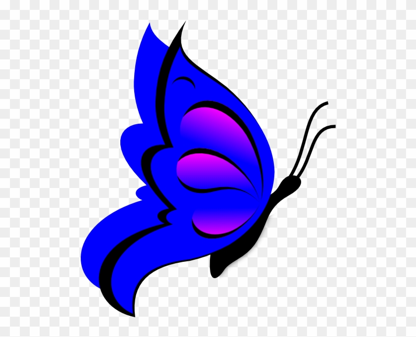 Blue Shadow Clip Art - Draw A Butterfly Sideways #135067