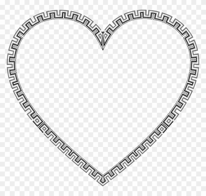 Border Frame Decorative Ornamental Abstract - Decorative Heart Line Drawing #136447