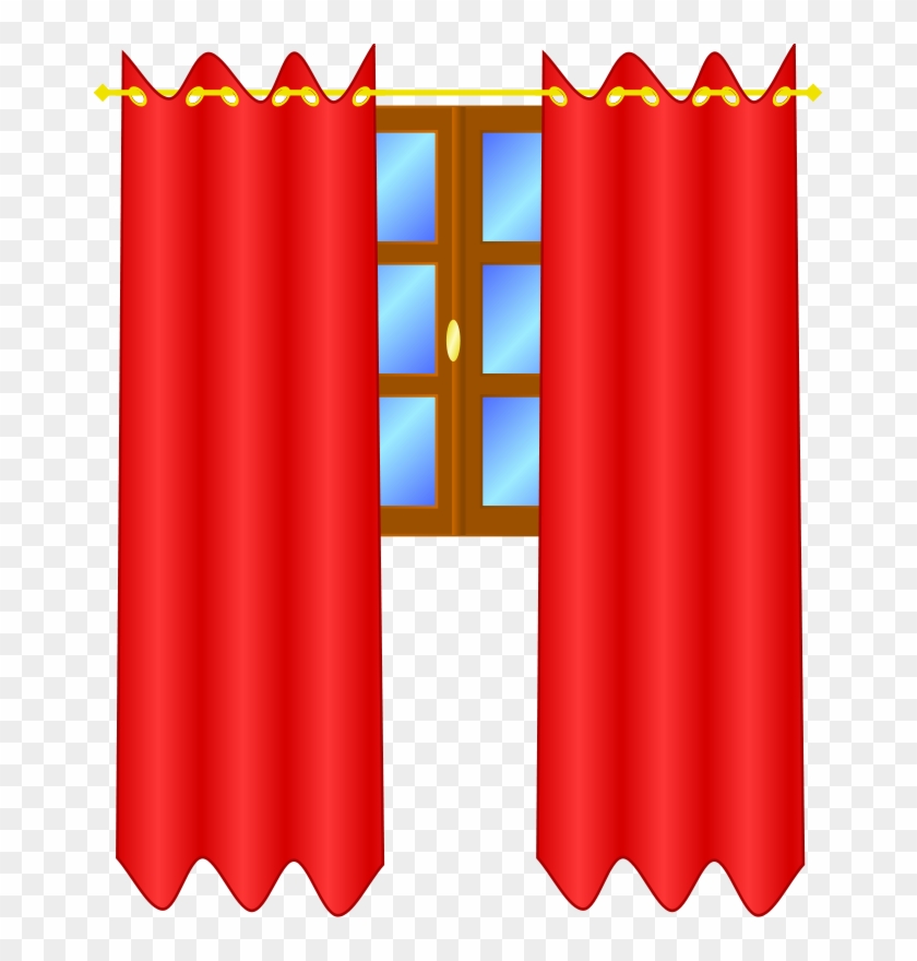 Window With Draperies Clip Art - Curtains Clip Art #137067